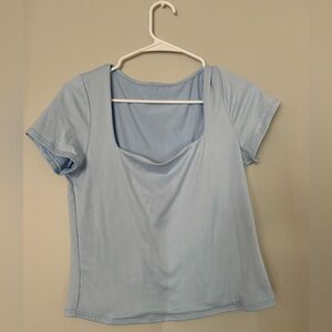 Blue Square Neck Top